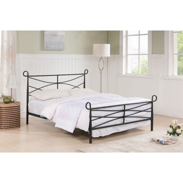 K & B Textured Black Steel Bed