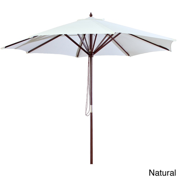 Jordan 9ft Burgundy Wood Outdoor Beach Deck Tailgating Patio Umbrella Canopy Umbrellas Home Garden