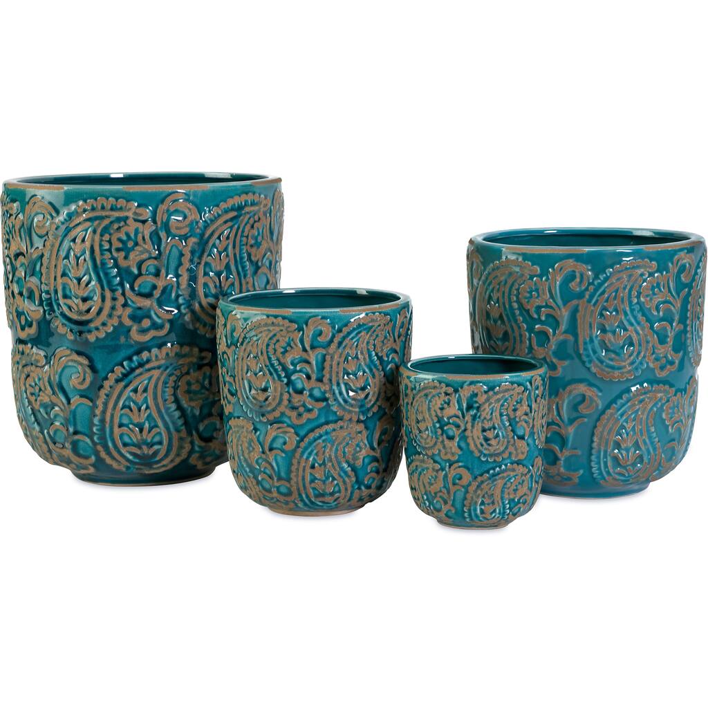 Paisley Blue Planters (Set of 4)