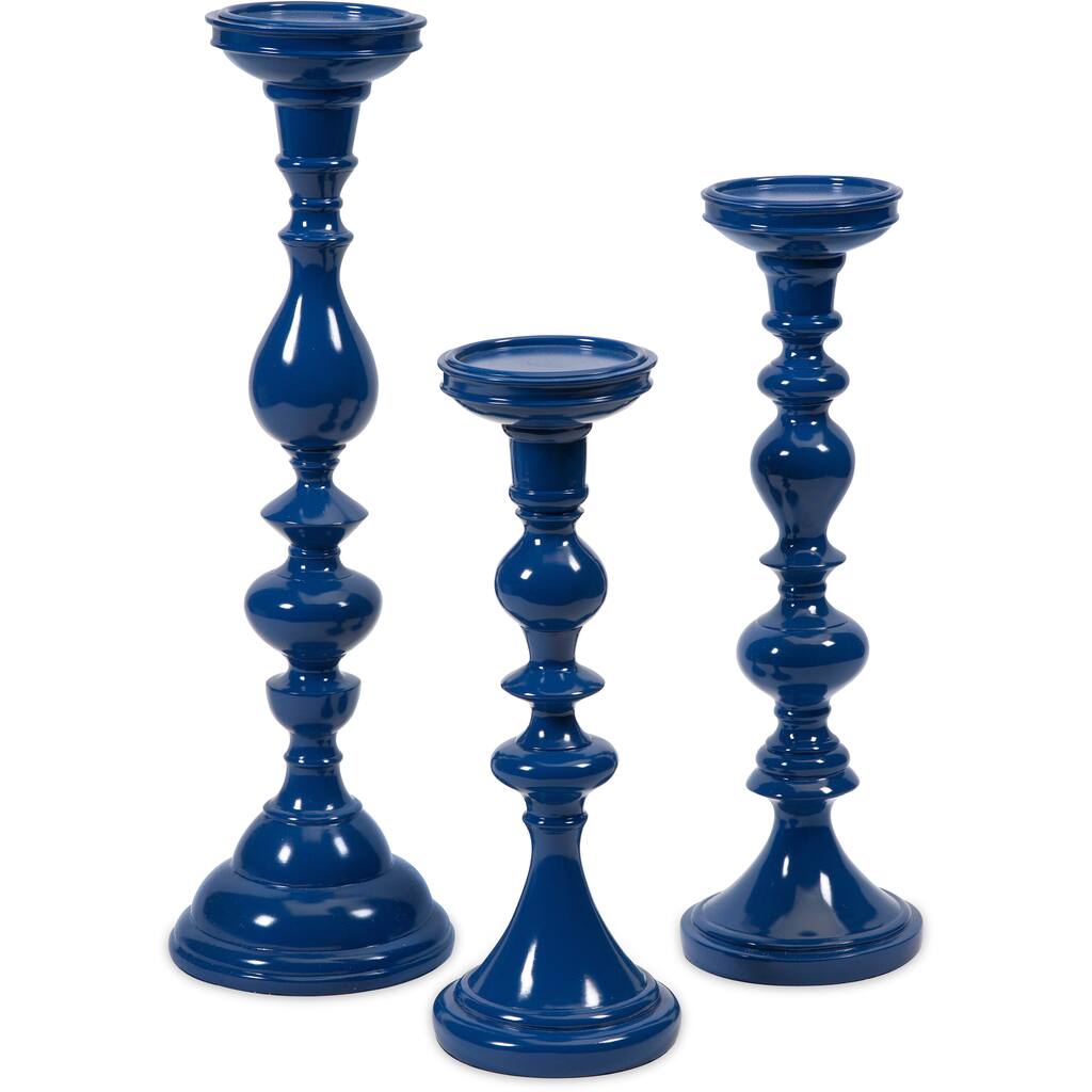 Essentials Marine Blue Candle Holders (Set of 3)