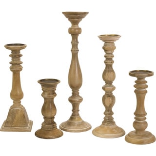 Mason Natural Wash Wood Candleholders (Set of 5)