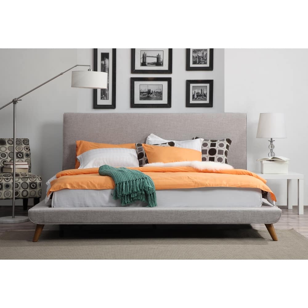 Nixon Mid-century Beige Linen Bed