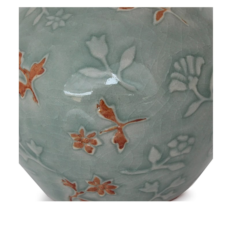 Handmade Celadon Ceramic Autumn in My Heart Vase (Thailand) - Blue
