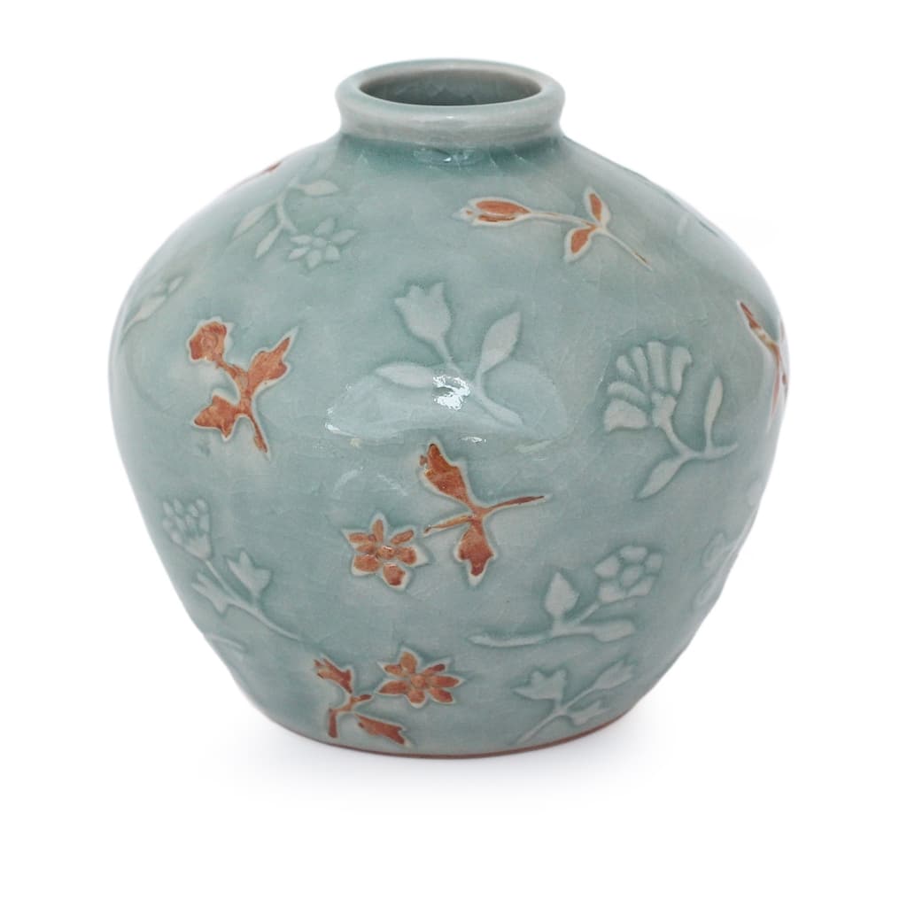Handmade Celadon Ceramic Autumn in My Heart Vase (Thailand)