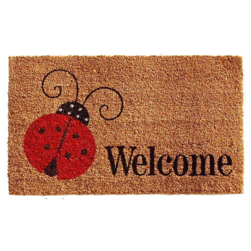 Ladybug Welcome Coir with Vinyl Backing Doormat (1'5 x 2'5)