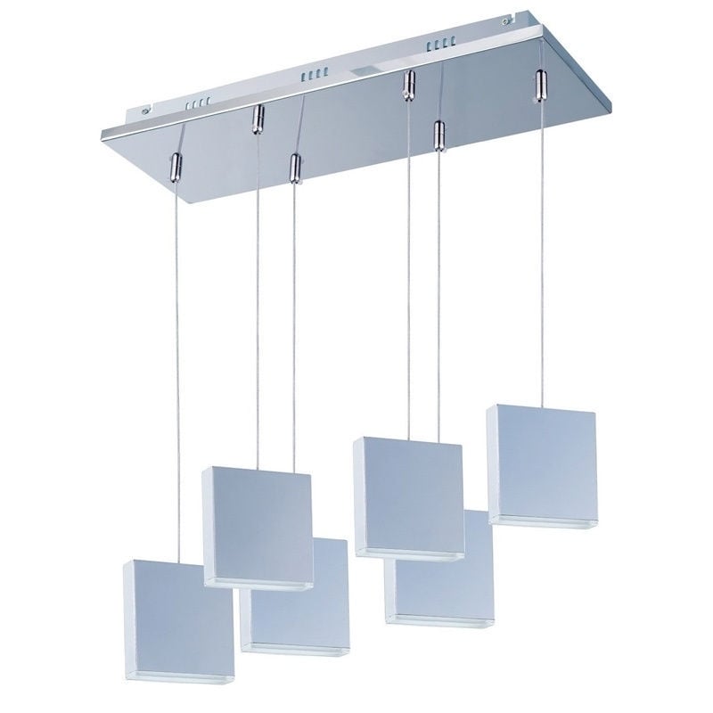 Brick Chrome Metal 6-light Multi - Brick 6-Light LED (Brick 6-Light LED Pendant) - Chandeliers For Bedrooms by Overstock.com