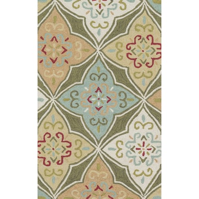 Alexander Home Valentina Hand-hooked Olive/ Ivory Area Rug