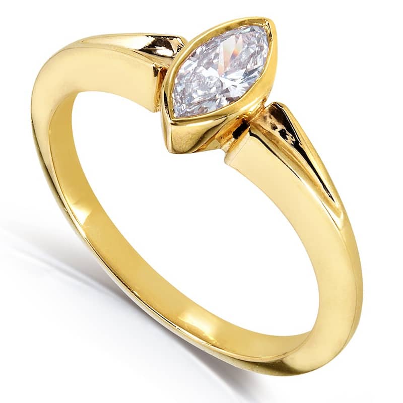Kobelli 0.72 Carat Natural Diamond Certified 14k Yellow Gold Marquise Solitaire One-of-a-Kind Ring (FG/SI1)