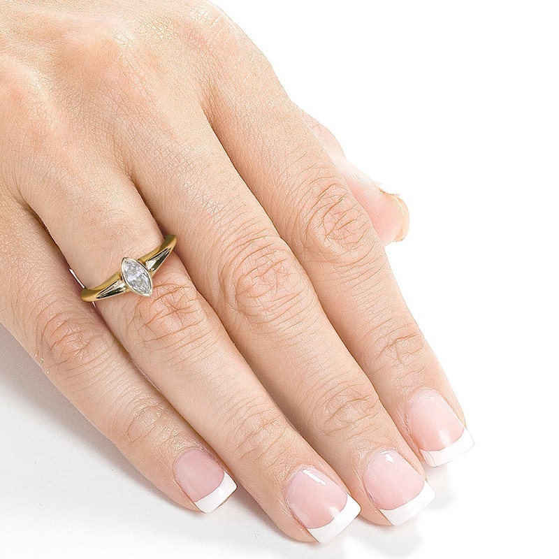 Kobelli 0.72 Carat Natural Diamond Certified 14k Yellow Gold Marquise Solitaire One-of-a-Kind Ring (FG/SI1)