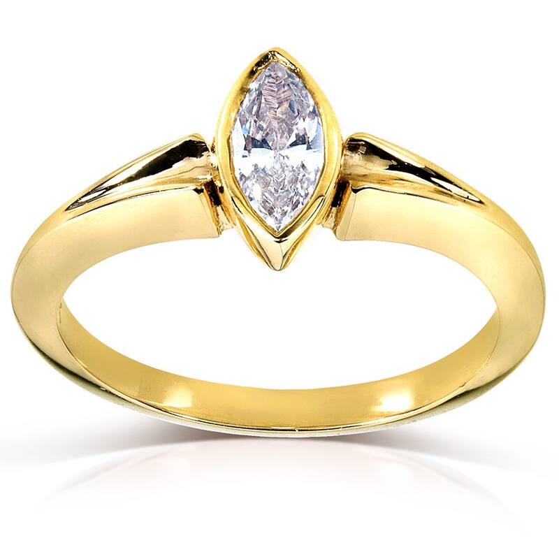 Kobelli 0.72 Carat Natural Diamond Certified 14k Yellow Gold Marquise Solitaire One-of-a-Kind Ring (FG/SI1) - 5.5