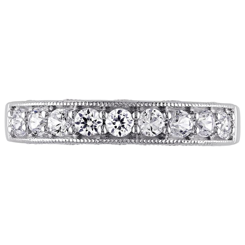 Miadora Sterling Silver Created White Sapphire Stackable Anniversary Band Ring