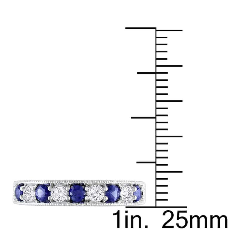 Miadora Sterling Silver Created Sapphire Stackable Anniversary Ring
