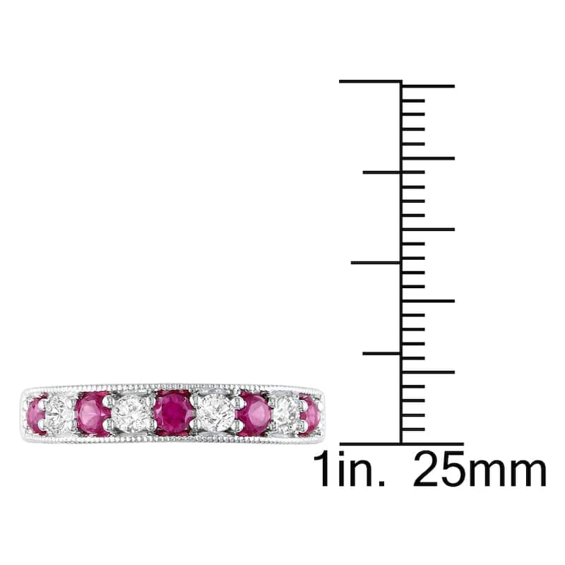 Miadora Sterling Silver Created Ruby and White Sapphire Ring