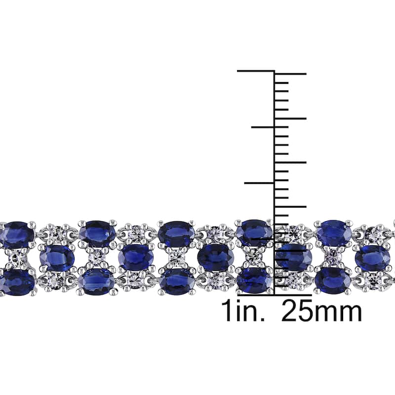Miadora 14k White Gold Blue and White Sapphire Tennis Bracelet