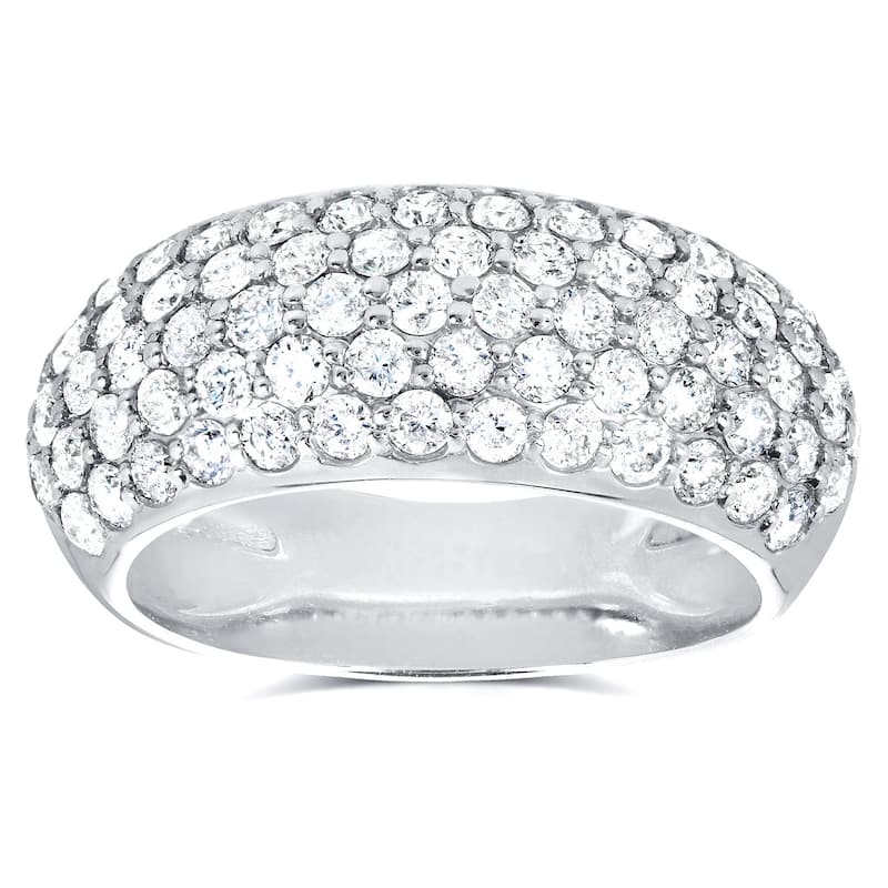 Annello by Kobelli 14k White Gold 1 1/4ct TDW Pave-set Diamond Dome Wide Band - 4
