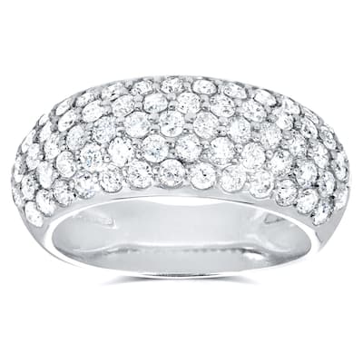 Annello by Kobelli 14k White Gold 1 1/4ct TDW Pave-set Diamond Dome Wide Band