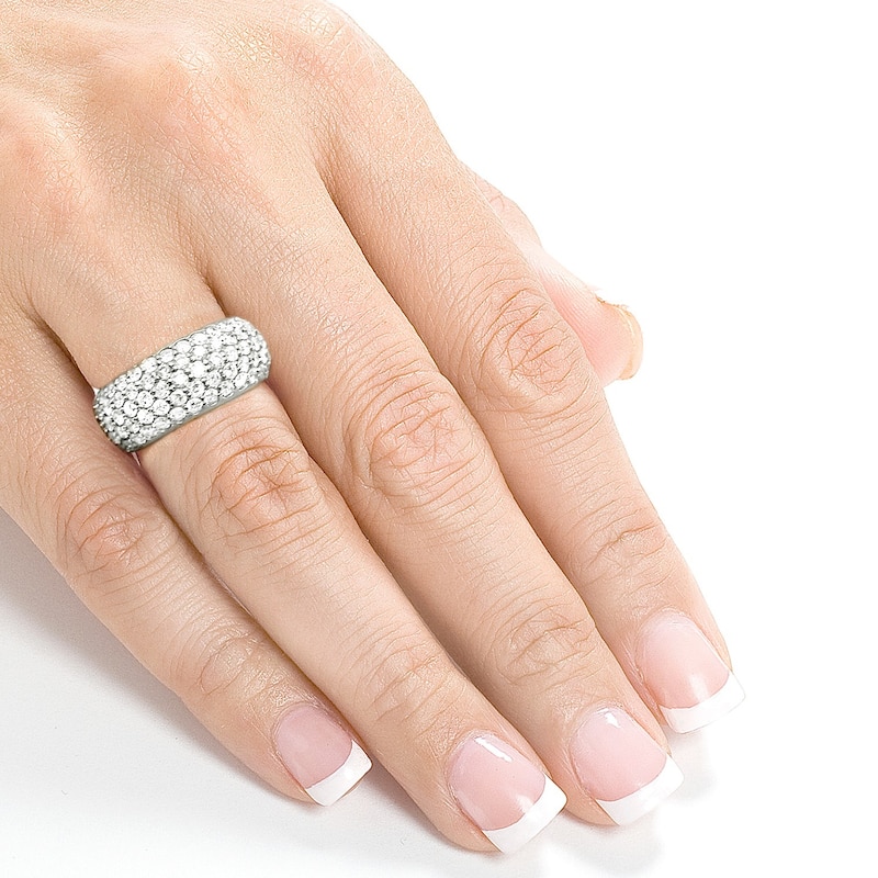 Annello by Kobelli 14k White Gold 1 1/4ct TDW Pave-set Diamond Dome Wide Band