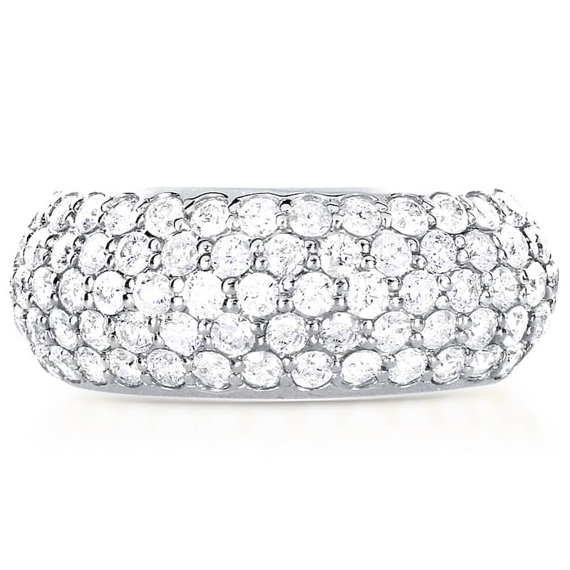 Annello by Kobelli 14k White Gold 1 1/4ct TDW Pave-set Diamond Dome Wide Band