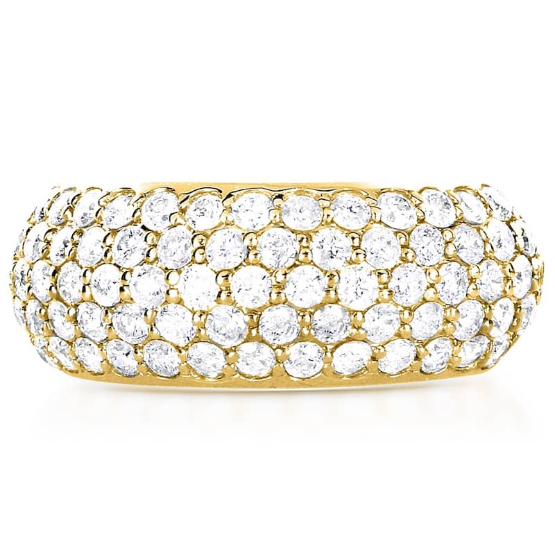 Annello by Kobelli 14k Yellow Gold 1 1/4ct TDW Pave-set Diamond Dome Wide Band
