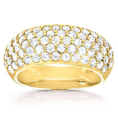 Annello by Kobelli 14k Yellow Gold 1 1/4ct TDW Pave-set Diamond Dome Wide Band