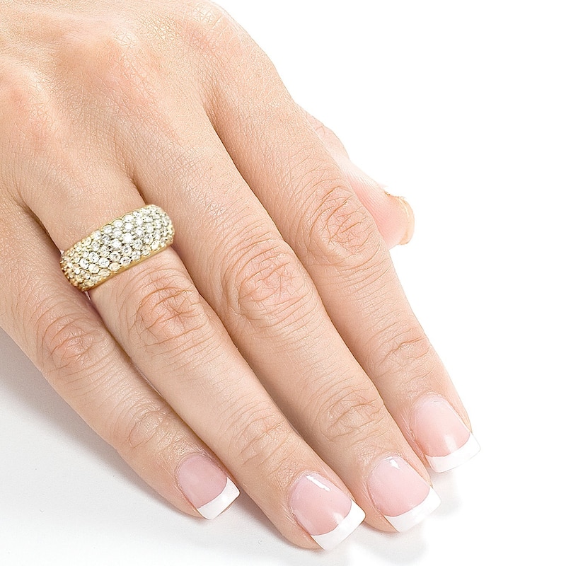 Annello by Kobelli 14k Yellow Gold 1 1/4ct TDW Pave-set Diamond Dome Wide Band