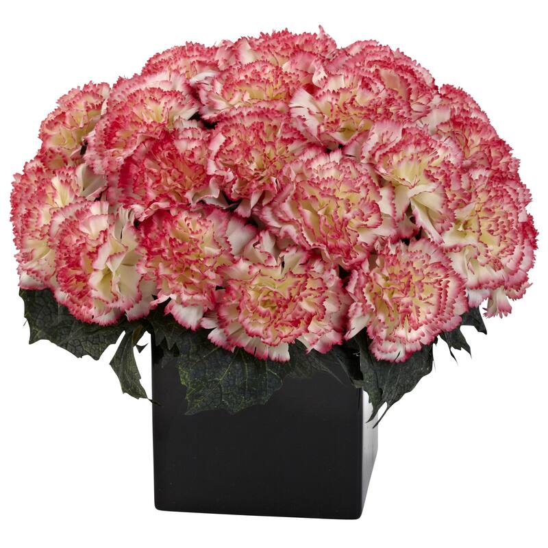 Carnation Arrangement with Vase - Mauve White