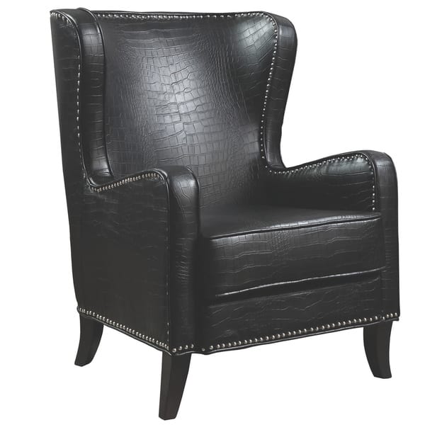 Coaster Company Black Faux Crocodile Vinyl Upholstery Accent Chair