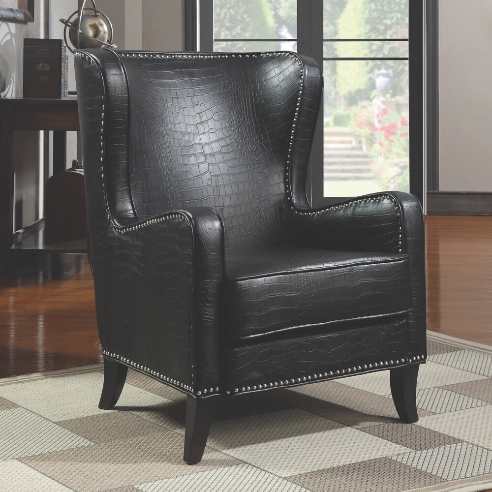 coaster black leather chair