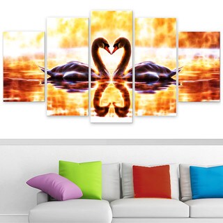 Design Art "Swooning Swans" Romantic Swan Canvas Art - Bed Bath ...