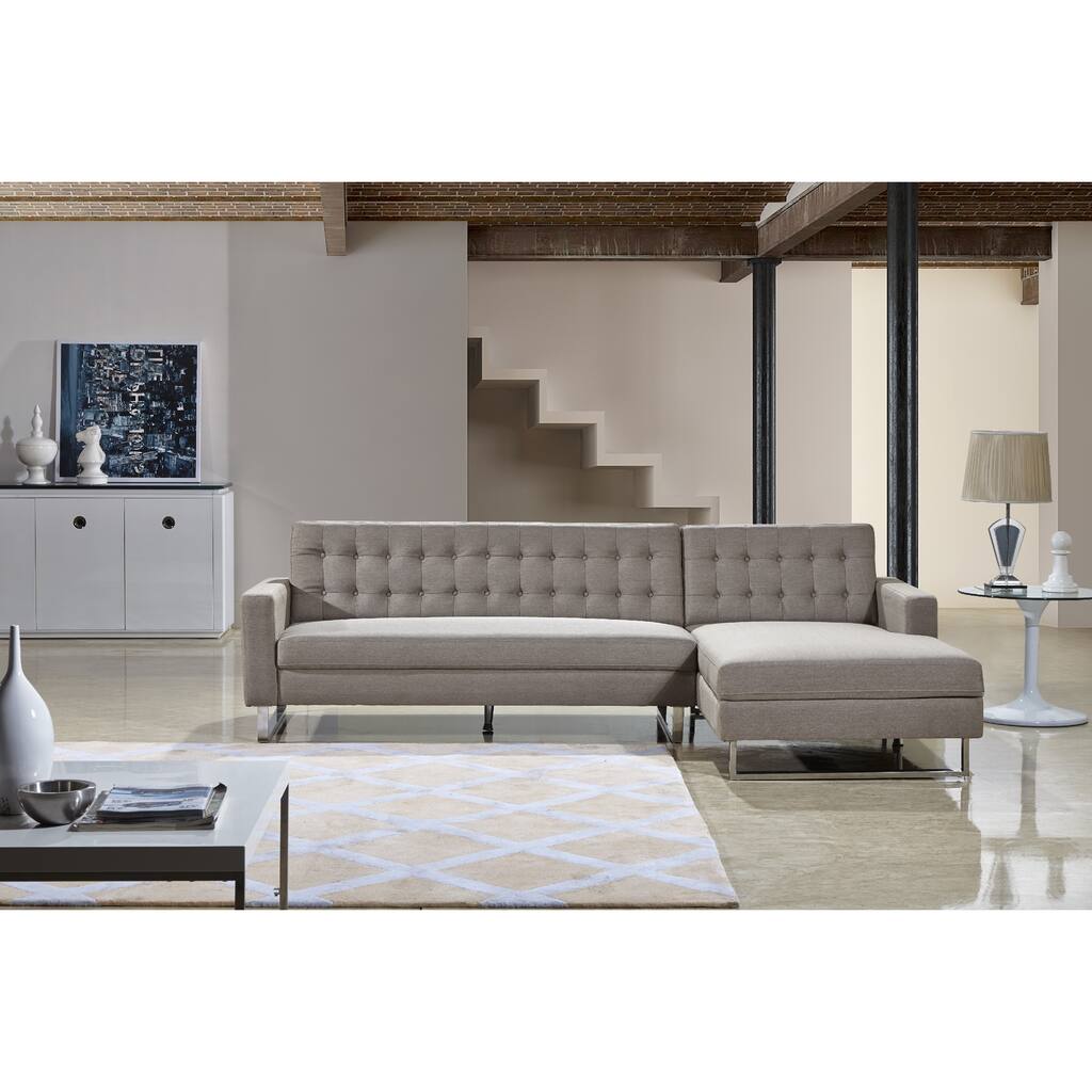 Dorris Fabric Contemporary Right Chaise Sectional Sofa Set