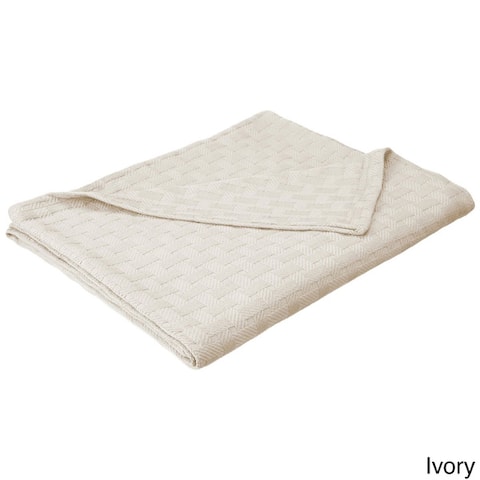 Basketweave All-Season Bedding Cotton Blanket by Superior