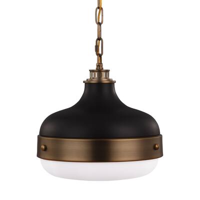 Dark Antique Brass/Matte Black 2-light Pendant