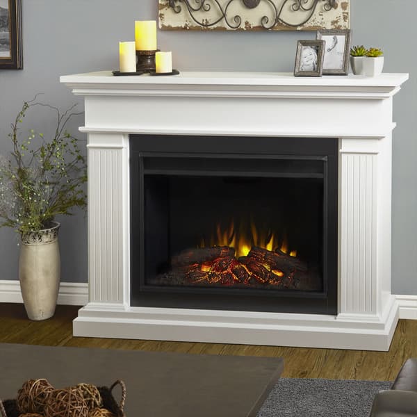 slide 2 of 7, Kennedy Grand Electric White Fireplace by Real Flame