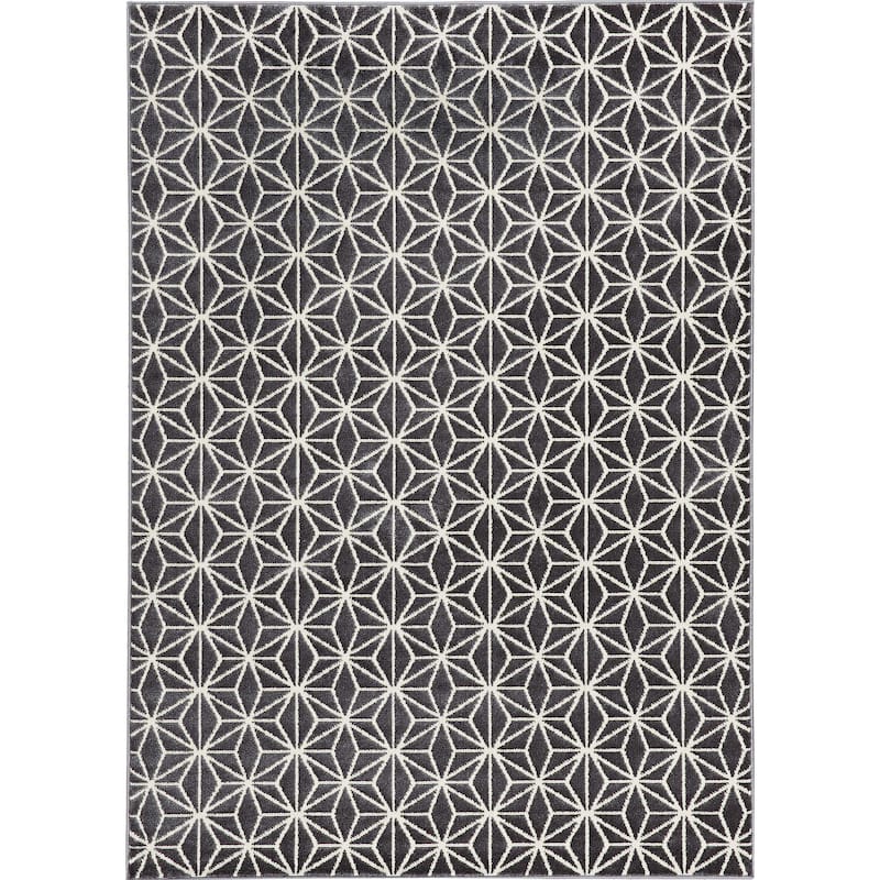 Loft Modern Geometric Star Grey Rug (7'10 x 10') - 7'10" x 10'