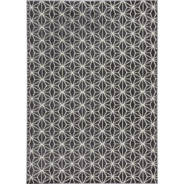 slide 2 of 3, Loft Modern Geometric Star Grey Rug (7'10 x 10') - 7'10" x 10'