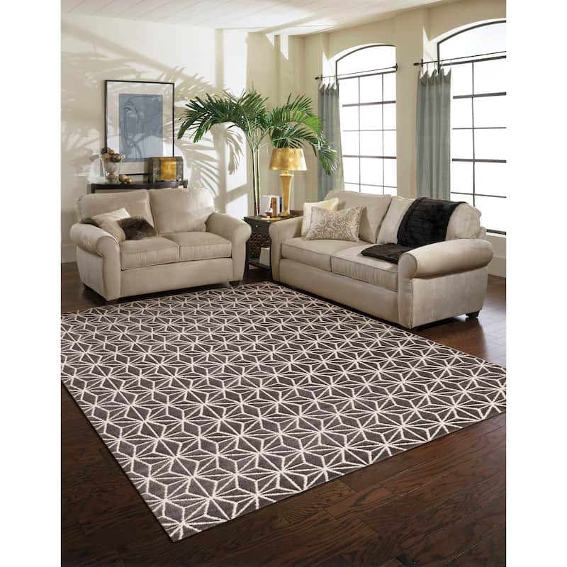 Loft Modern Geometric Star Grey Rug (7'10 x 10') - 7'10" x 10'