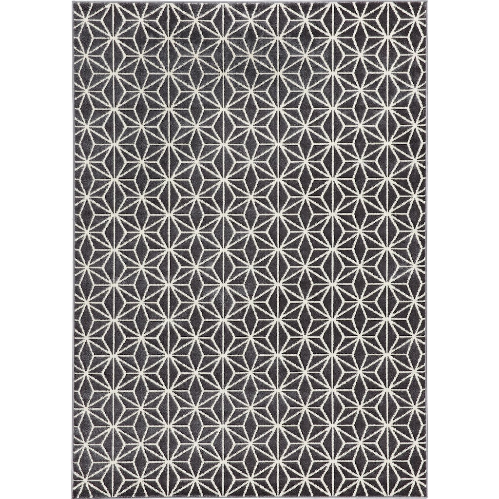 Loft Modern Geometric Star Grey Polypropylene Rug (5'3 x 7'4) - 5'3" x 7'4"