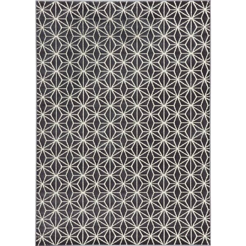 Loft Modern Geometric Star Grey Polypropylene Rug (5'3 x 7'4) - 5'3" x 7'4"