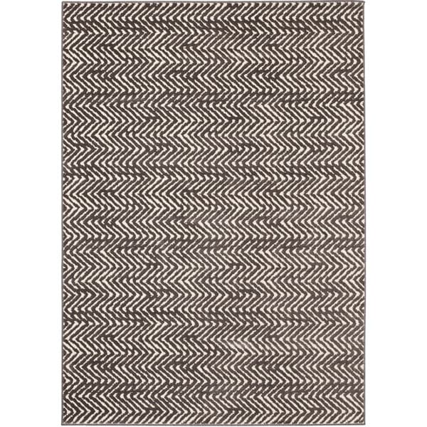 Loft Modern Chevron Stripe Grey/ Cream Polypropylene Rug (7'10 x 10 ...