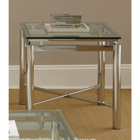Strick & Bolton Jules Chrome and Glass End Table
