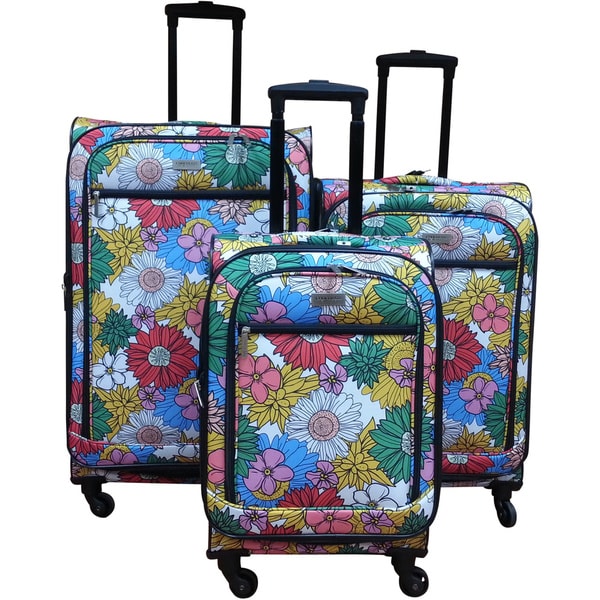 Chocolate New York Sunshine Expandable Spinner Luggage Set  