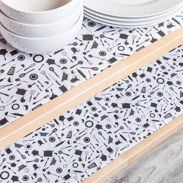 Con-Tact Grip Prints Black and White Granite Shelf/Drawer Liner