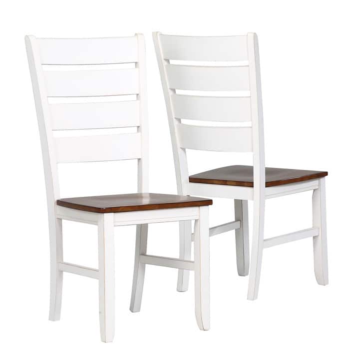 Oak Wood White Ladder Back 40-inch Dining Chairs (Set of 2)