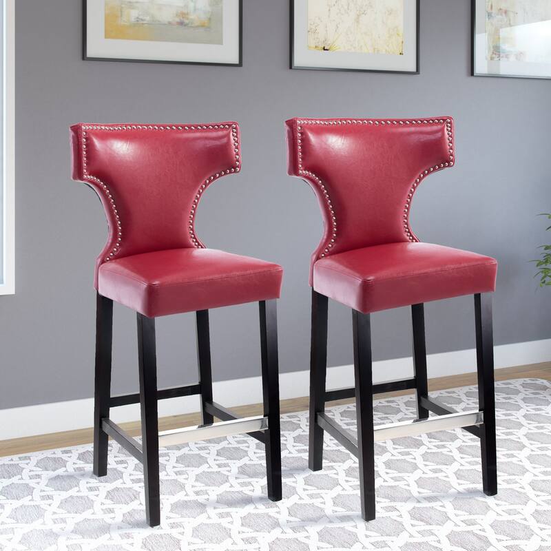Aiden Bar Height Stool with Metal Studs (Set of 2)