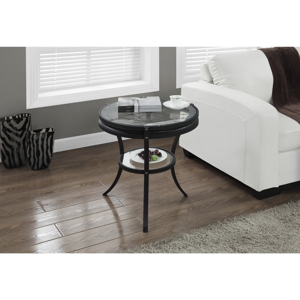 Shop Hammered Black Accent Table with Tempered Glass ...