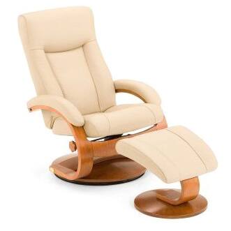 Hamar-C Cobblestone Top Grain Leather Swivel Recliner and Ottoman
