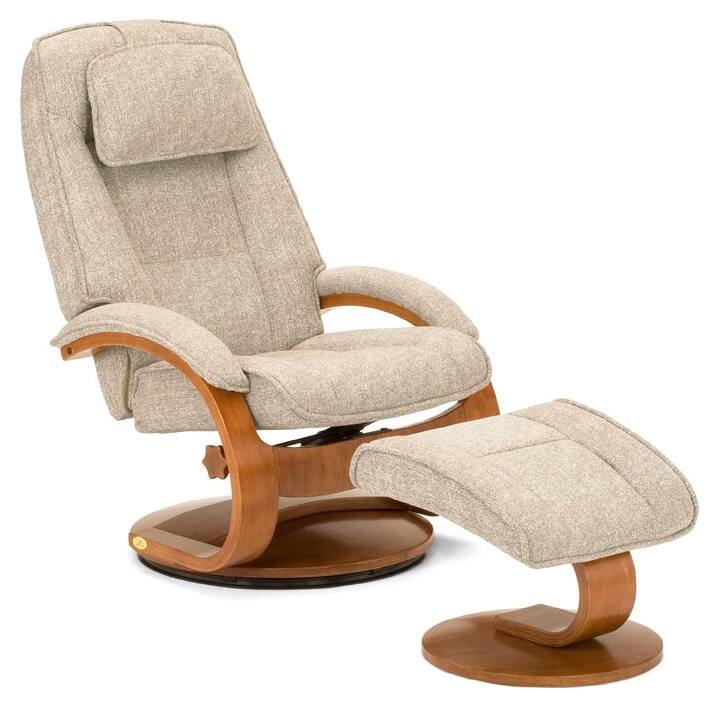 Teatro Tan Linen Swivel Recliner with Ottoman