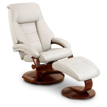 Mandel-P Puddy Top Grain Leather Swivel Recliner with Ottoman