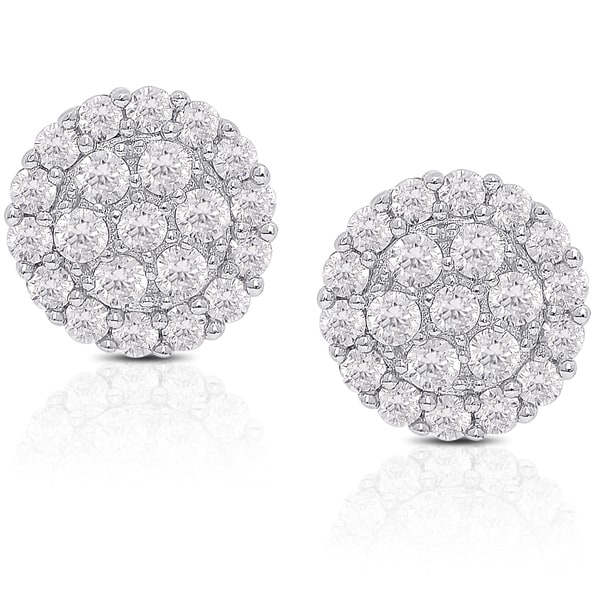 Dolce Giavonna Sterling Silver Cubic Zirconia Cluster Stud Earrings