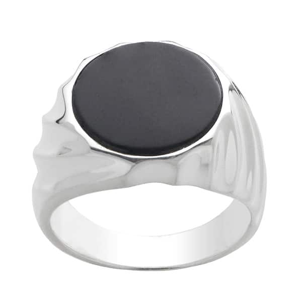 Gems For You Men S Sterling Silver Black Onyx Ring Overstock